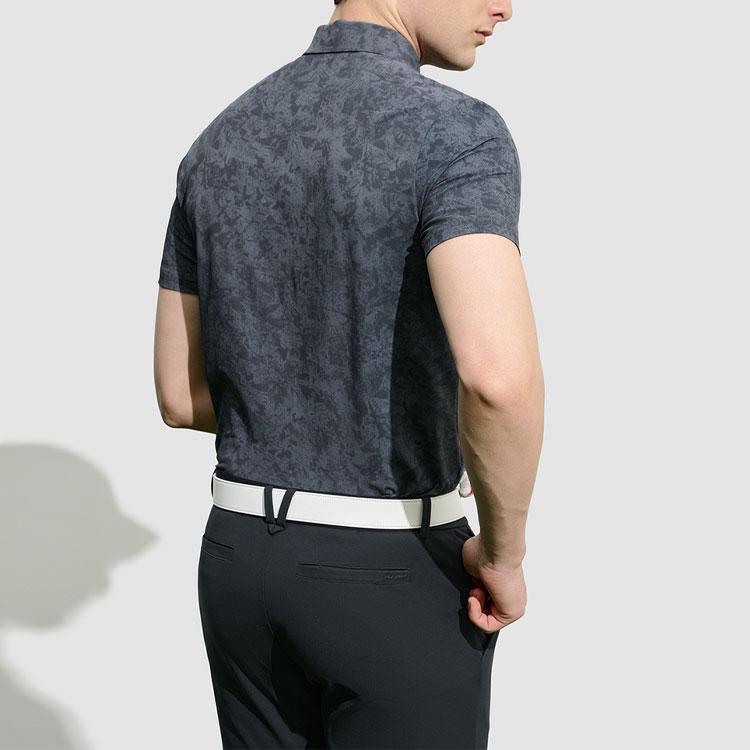 Fila Golf Series All Over Print Casual Short Sleeve Polo Shirt Men Polo Shirts Deep-Black A11M315107F-BK