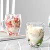 Кружка с двойными стенками для сухих цветов с ручкой, кофейная кружка с двойными стенками, чашки из прозрачного стекла, посуда для напитков