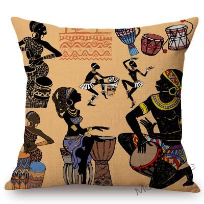 Africa Impression Theme Abstract African Dancing Woman Design Pattern Sofa Pillows Cotton Linen Exotic Stylish Car Cushion Cover