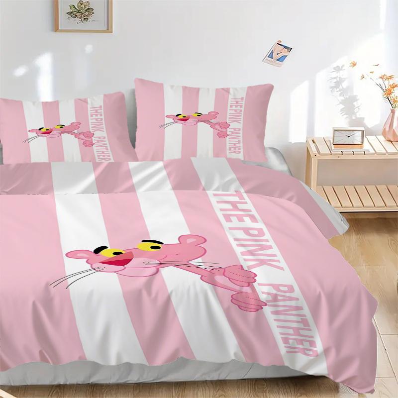 3Pcs Pink Panther Stripes Bedding Sets For All Sizes New 3D Printed Bed Cover Comforter Duvet Cover Pillowcase Bedroom Decoration