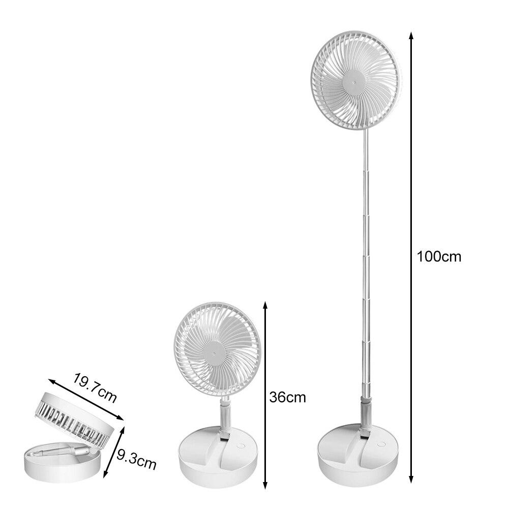 USB Rechargeable Folding Telescopic Floor Fan Mini Summer Mute Silent Student Desktop Table Fan for Office Bedroom Cooler