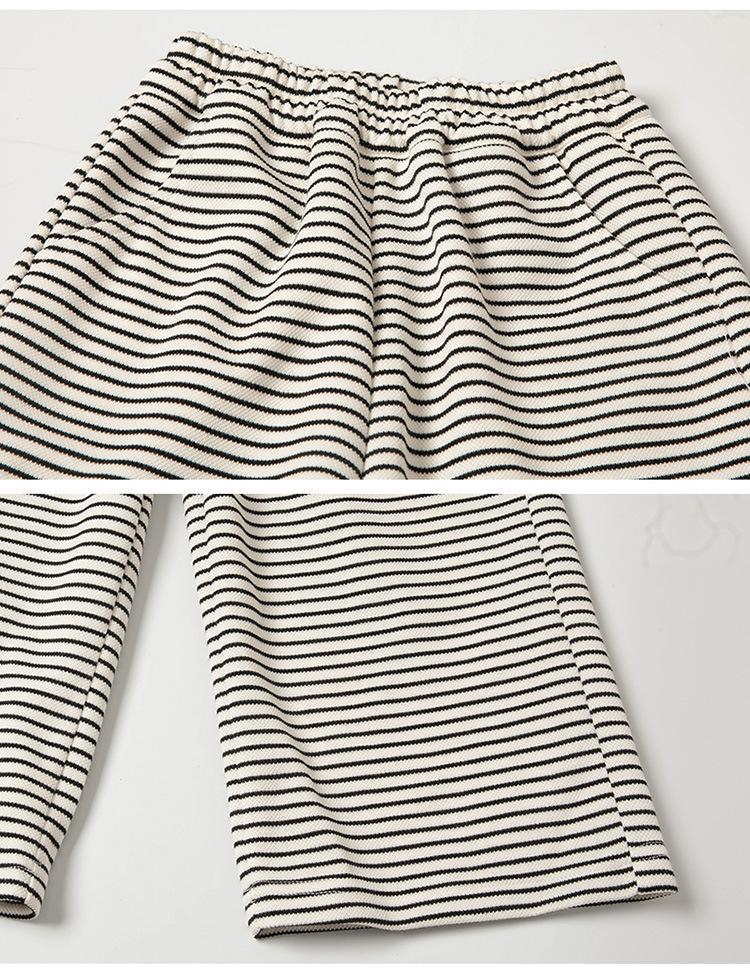 Осень 2025 Комплект для девочек свитшот и спортивные штаны с цветными блоками - Полосатый костюм-двойка с длинным рукавом