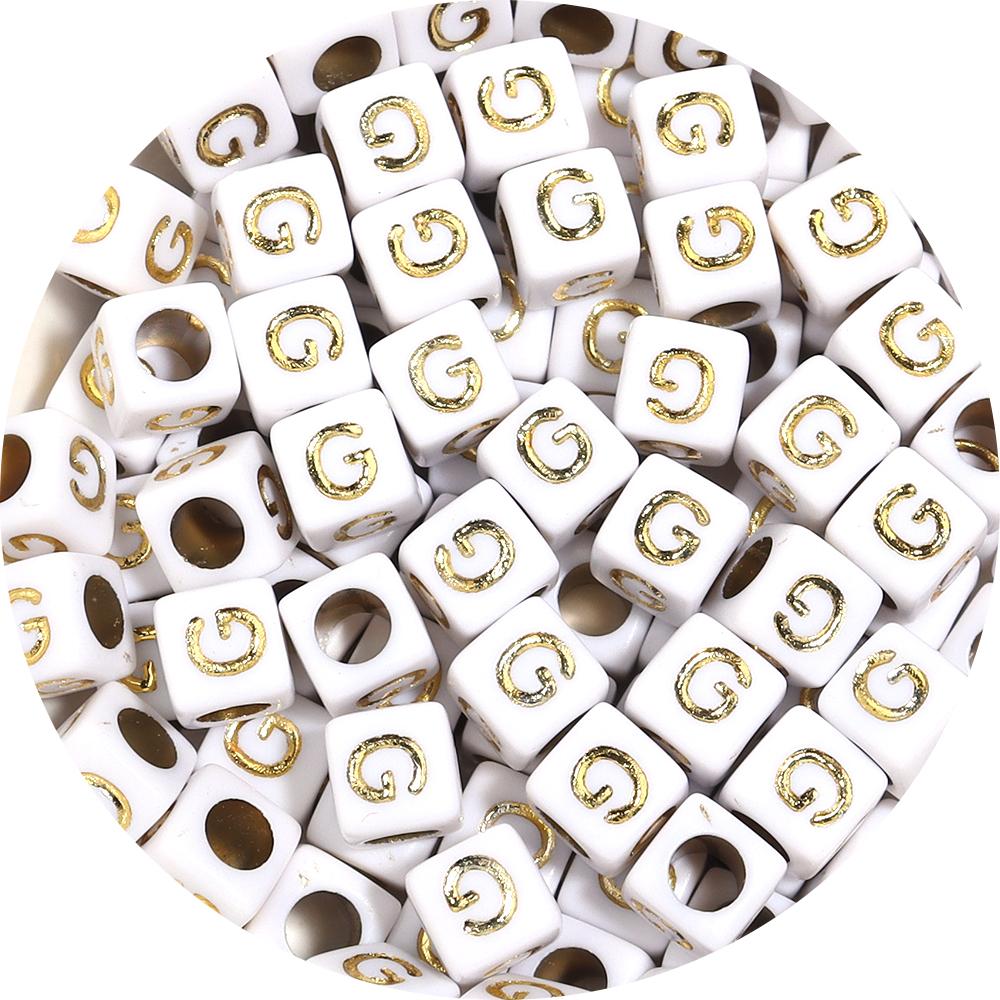 100pcs/lot 4.5 6mm Gold Letter Acrylic Square Beads Large Hole Loose Alphabet Beads For DIY Craft Bracelet Earrings Accessories