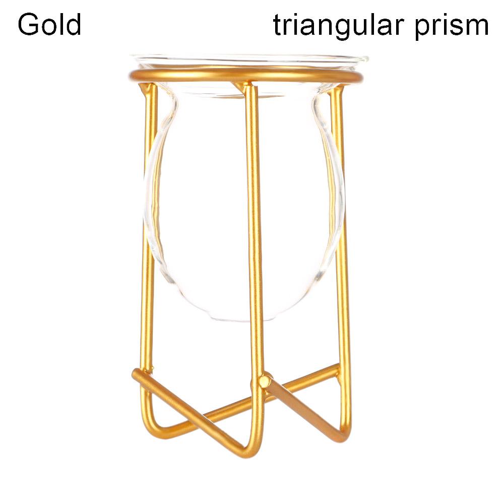 Ornament Plants Frame Hydroponic Vase Terrarium Metal Holder Glass Planter Iron Geometric Pattern