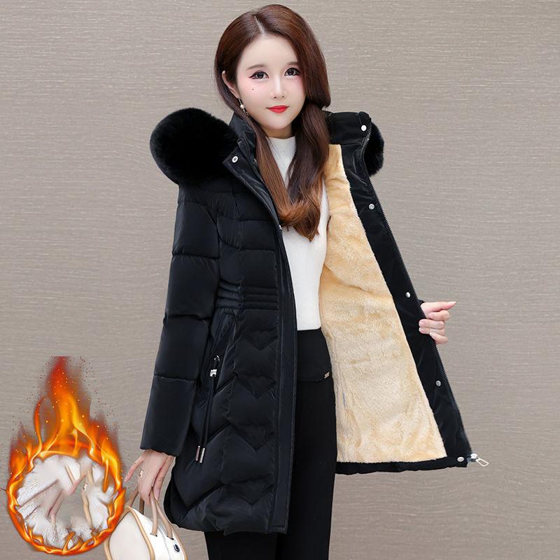 Женское хлопковое пальто зимнее пуховое парки с меховым воротником утолщенное теплое зимнее пальто с капюшоном на молнии женское пальто