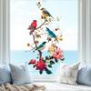 Цветы и птица на ветке Статичная наклейка на окно Самоклеящаяся Съемная Спальня Гостиная Балкон Стеклянная дверь Домашний декор Искусство