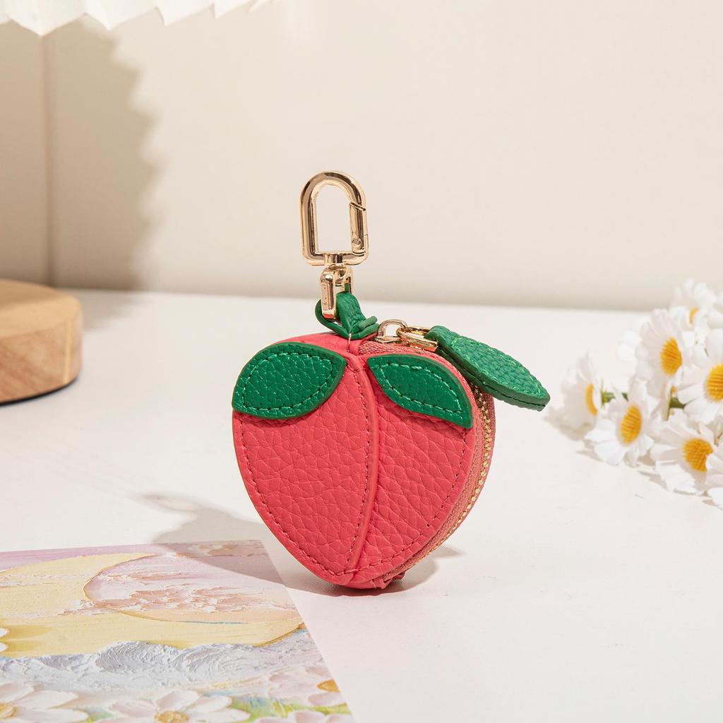 Cross-border Spot Bag Charm: Fruit Series Coin Purse, PU Leather Keychain, Earphone Bag - Small & Cute