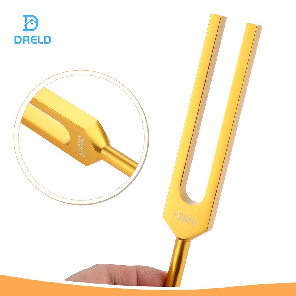 Dreld 528Hz Tuning DNA Repair Perfect Healing Cleaning Silicone Storage Pouch Angelic Golden Edition Fork, Tuner, Healing, Instrument, Cloth, Hammer,