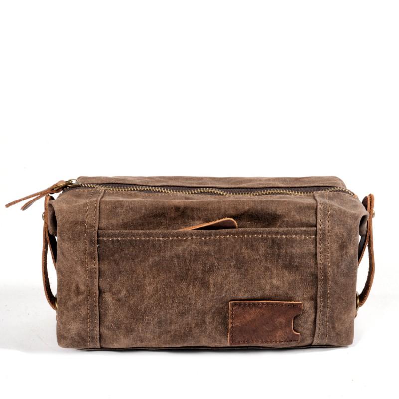 Mens Waterproof Canvas Toiletry Bag Travel Organizer Small Size Business Trip