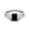 7X5MM Octagon Black Spinel Gemstone 925 Sterling Silver Solitaire Split Shank Women Wedding Ring