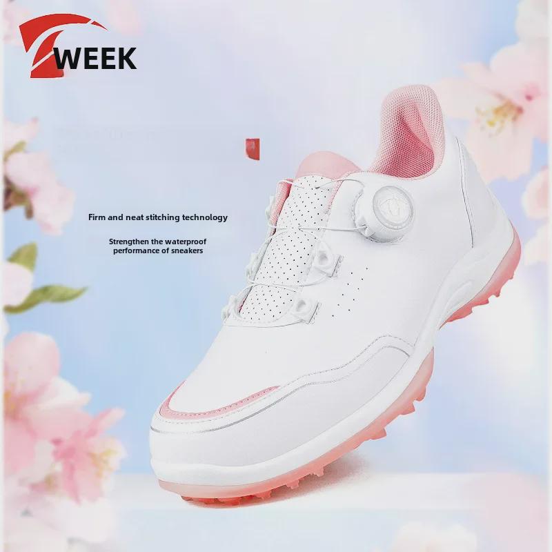 Женские водонепроницаемые нескользящие туфли для гольфа с фиксаторами на шнурках — повседневный спортивный дизайн