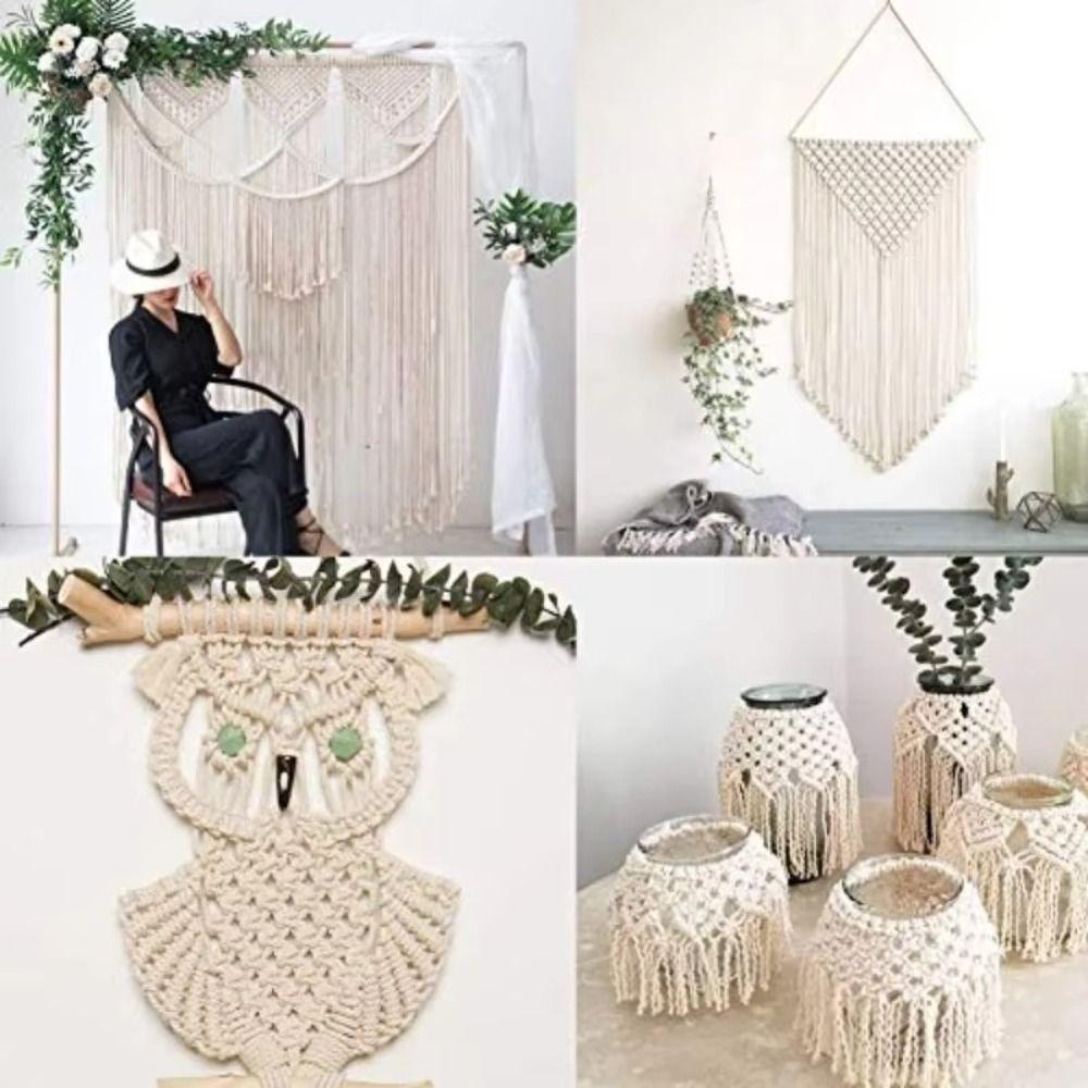 50/100M нитки для макраме из шнура бежевого цвета для рукоделия, новый макраме-веревка для домашнего декора