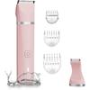 Bikini Trimmer for Women Electric Shaver for Pubis Personal Leg Arm Removal Snap-in Ceramic Blades Pink Rechargeable for Wet and Dry Use