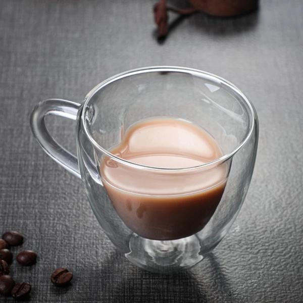 80ML Heart Love Shaped Glass Mug Double Wall Coffee Mugs Insulated Tea Milk Lemon Juice Water Cup Heat