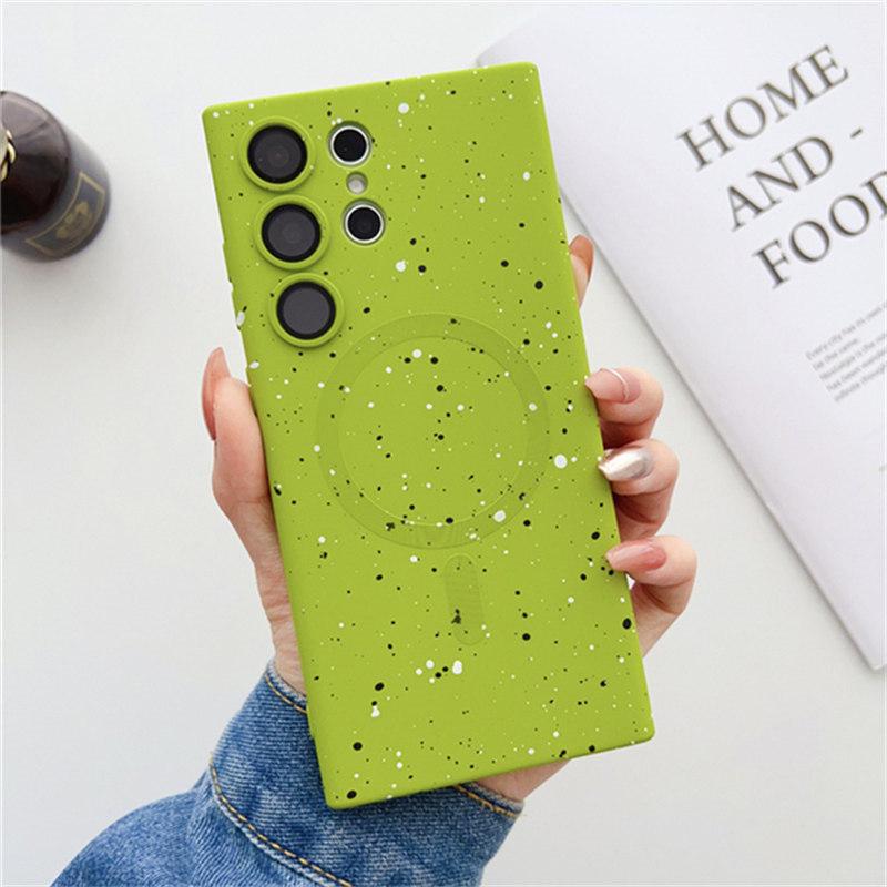 Fashion Splash Ink For Magsafe Magnetic Phone Case for Samsung S24 S23 S22 S20 S21FE Note 20 Ultra 10 Plus Z-Flip 3/4/5 Matte Soft Silicone Cover