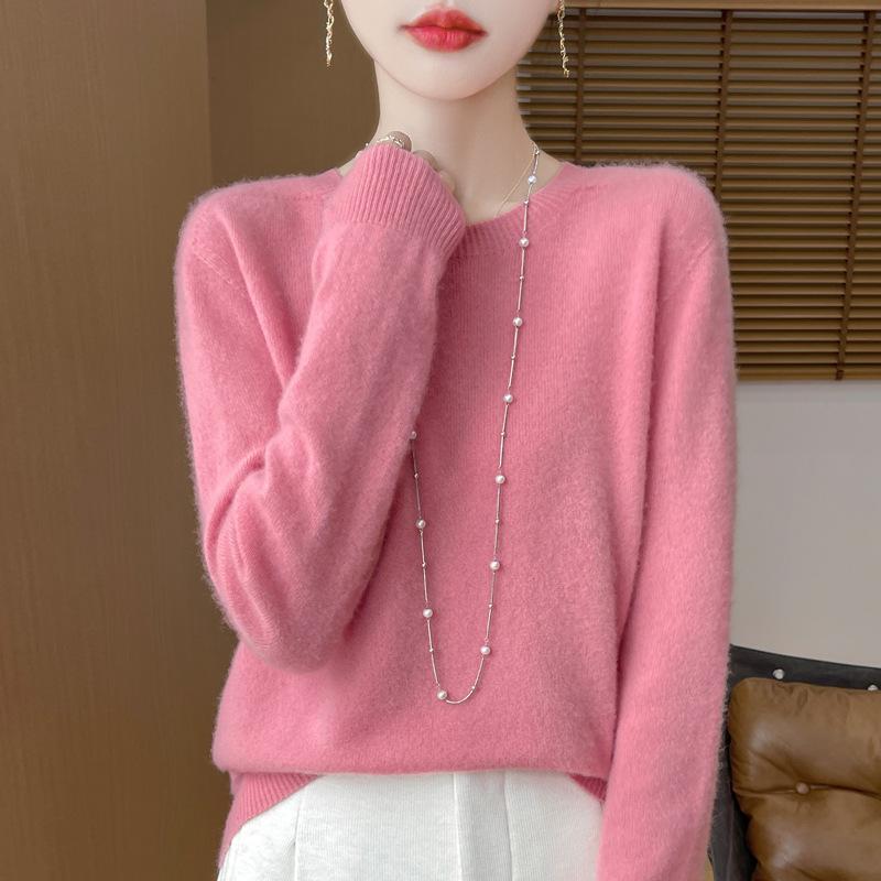 INDFS Женская мода Повседневный Осень Зима Однотонный Принт Длинный Рукав О-Образным Вырезом Свитера