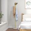 Freestanding Floor Coat Rack with 8 Hooks, Marble and Steel Base, diameter 32x164cm, Gold