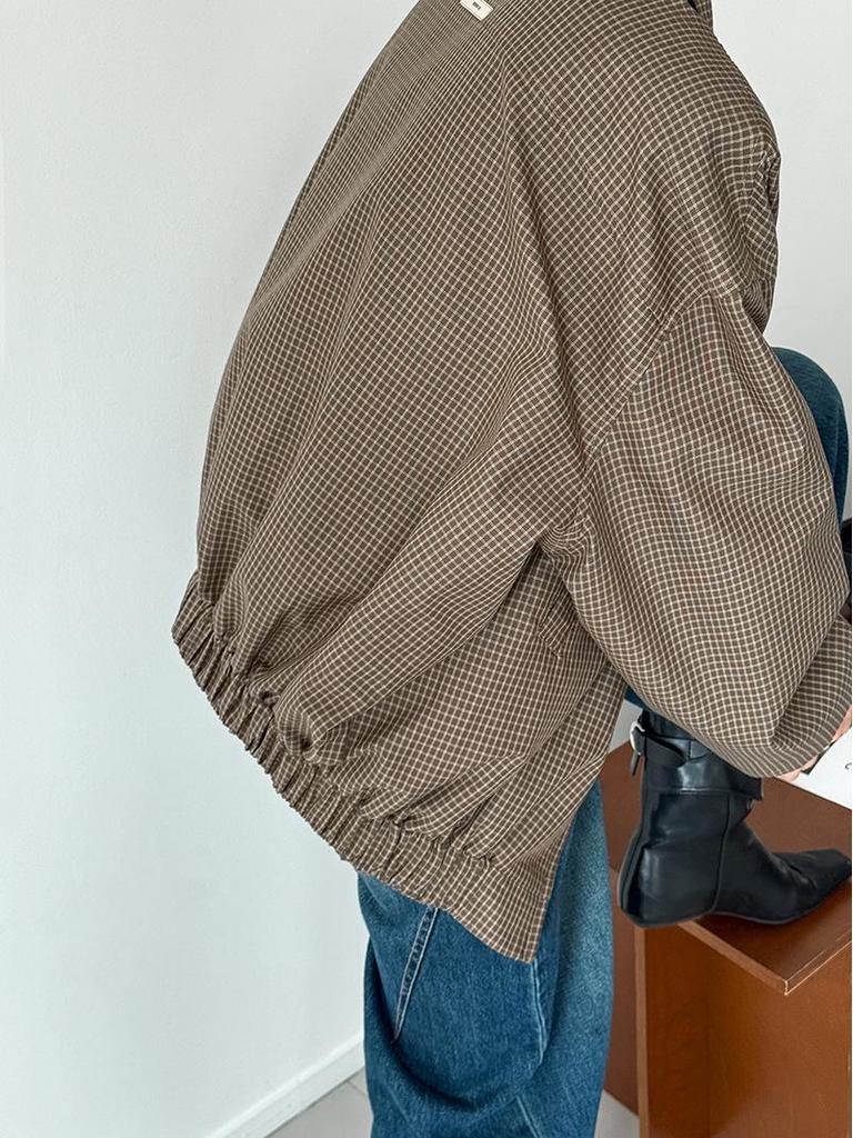 Оранжевое укороченное пальто Zhi в стиле ретро с лацканами в гусиную лапку - Универсальный осенний стиль