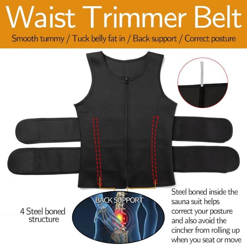 Men's Double Belt Vest Shapewear Reinforcement Sweat Fat Burning Exercise Rubber Corset Waist Exercise Waist Compression Belt