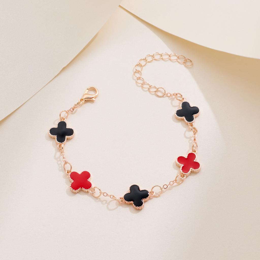 Five Flowers Four-leaf Clover Bracelet Women Senior Sense of Light Luxury Exquisite Double-sided Mother-of-pearl Hand Jewelry