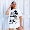 Женская футболка Дисней Микки Маус Минни Винтаж Хлопок Топы Повседневная Короткий рукав Милый Мультяшный принт Уличная мода Лето Новинка
