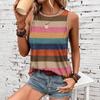 Colorful Stripe Round Neck Butterfly Leopard Creative Element Casual Tank Top Summer Women Blouse