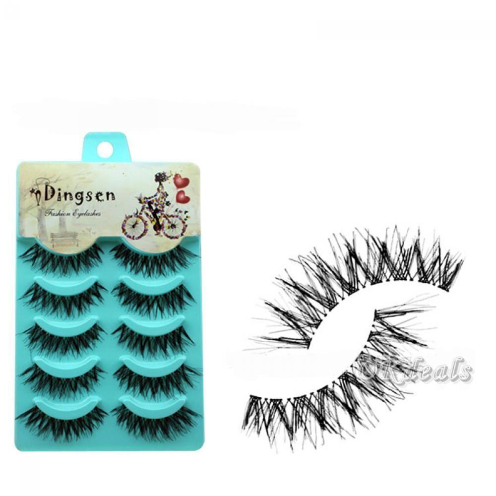 5 Pairs Cosmetic Long Cross Thick Black False Eyelashes Eye Lashes Extension Handmade