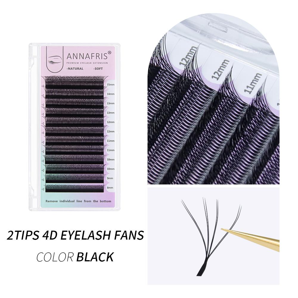 ANNAFRIS 2 Tips 4D W Shaped Eyelash Extension Faux Mink Volume Lashes Premade Volume Fan Lashes W Style Natural Eyelash