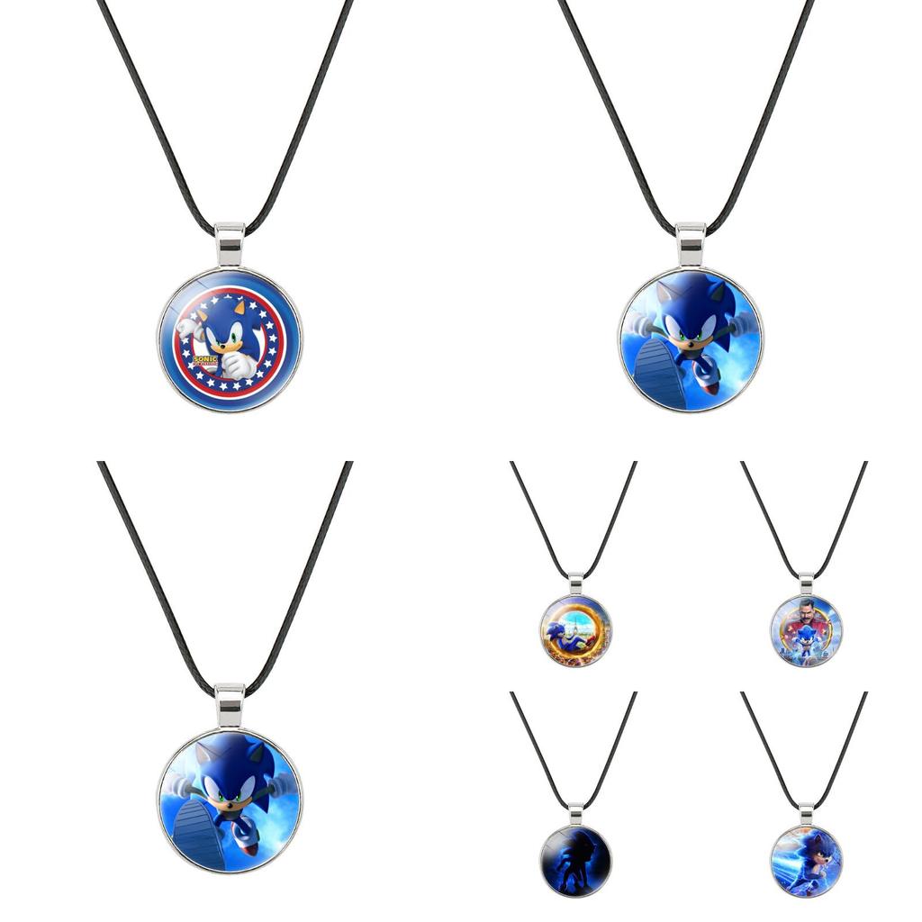 Sonic The Hedgehog Time Stone Pendant Soft Wax Rope Alloy Necklace For Fans