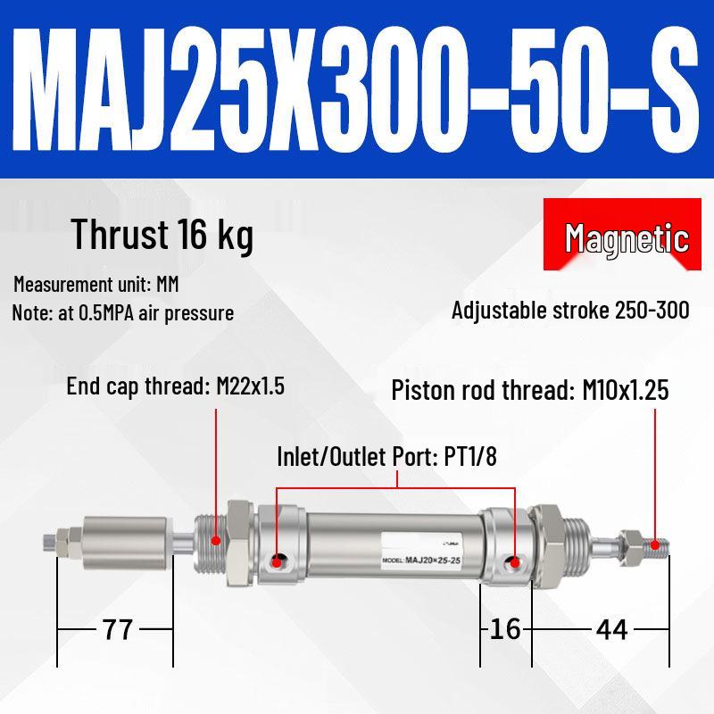 Adjustable Stroke Mini Stainless Steel Pneumatic Cylinder (maj16/20/25/32/40X100-25-50sca)