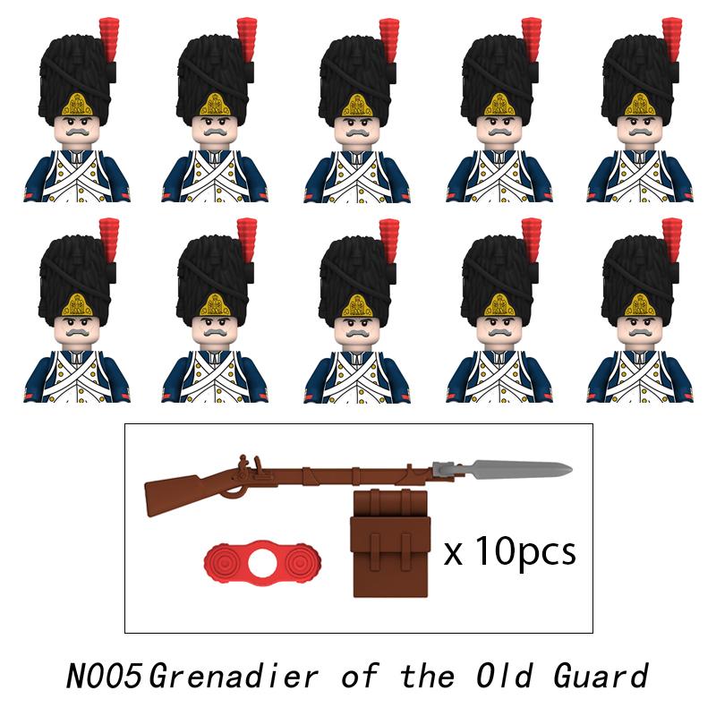 10 шт. Наполеоновские войны военные солдаты строительные блоки мини фигурки WW2 французские британские винтовки фузилеров оружие игрушки для детей