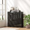 Shoe Storage Cabinet With Slide Out Drawer 2 Flip Doors Tempered Glass Top Black