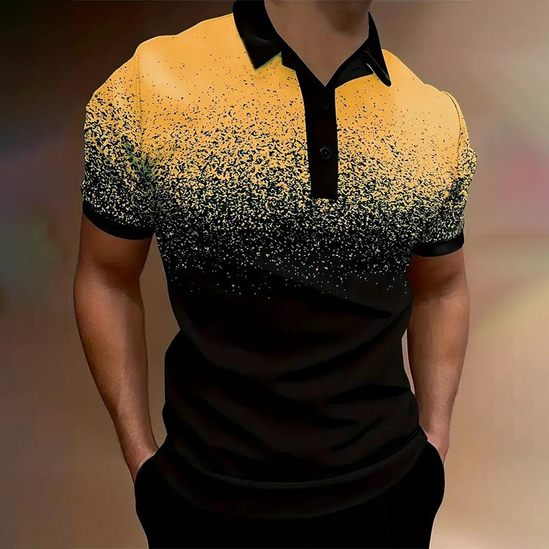 3D цифровая печать градиент цвета короткий рукав рубашка поло с лацканами мужская повседневная мода 100% полиэстер гольф рубашка поло топы