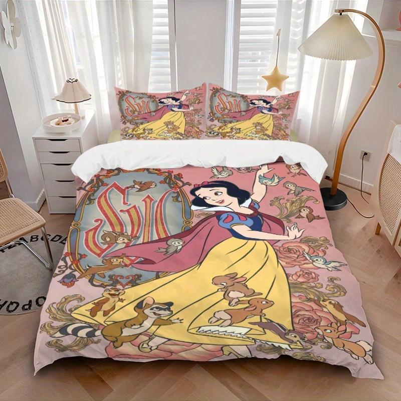 3pcs Snow White and the Animals Bedding Set, Including 1 Quilt Cover and 2 Pillow Shams, Without Filling, Soft and Comfortable Home Bedroom Fabri