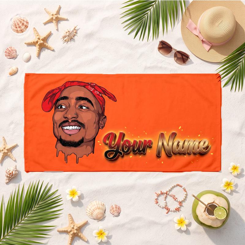 Tupac (14) Custom Name Beach Towel Soft Towel Gift for Beach Pool Swimming Vacation