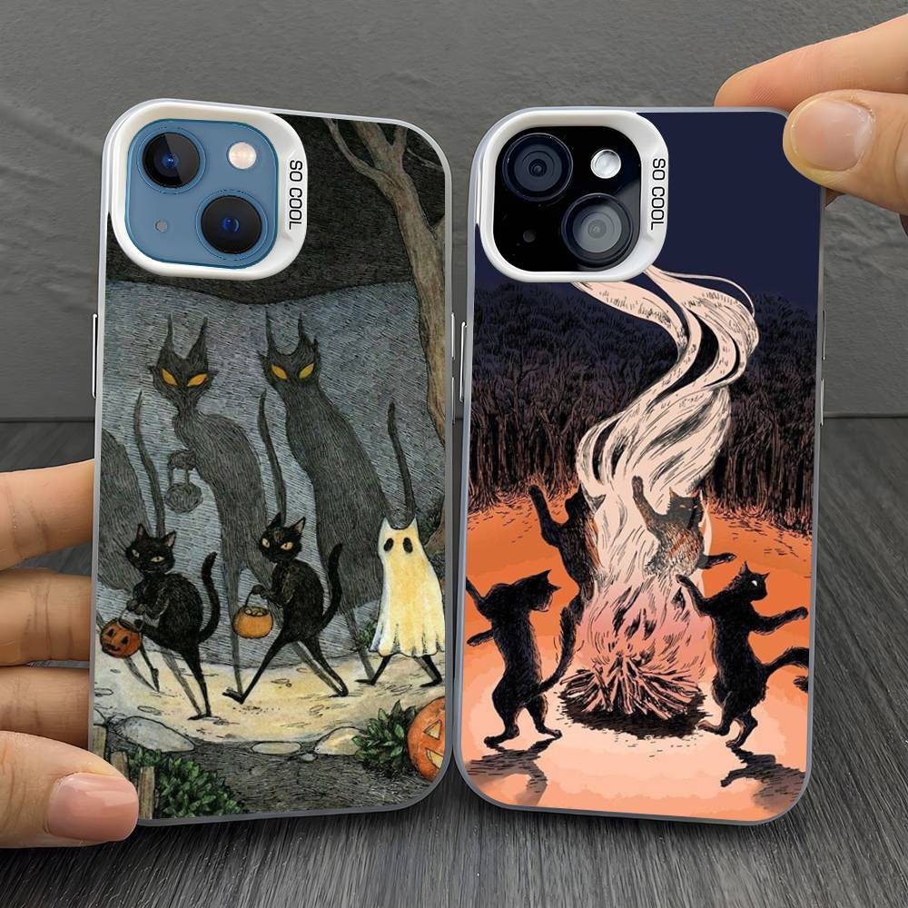 Dark Funny Monster Cat Phone Case For iPhone 17 Air 16 15 14 11 12 13 Pro Max Plus X XR XS Colored Silver Hard Cover