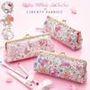 Sanrio Characters Liberty Print Pencil Large Pencil Cosmetic Floral Made in Hello Pink Case, Capacity, Case, Pouch, Print, Stationery, Women's, Cute,