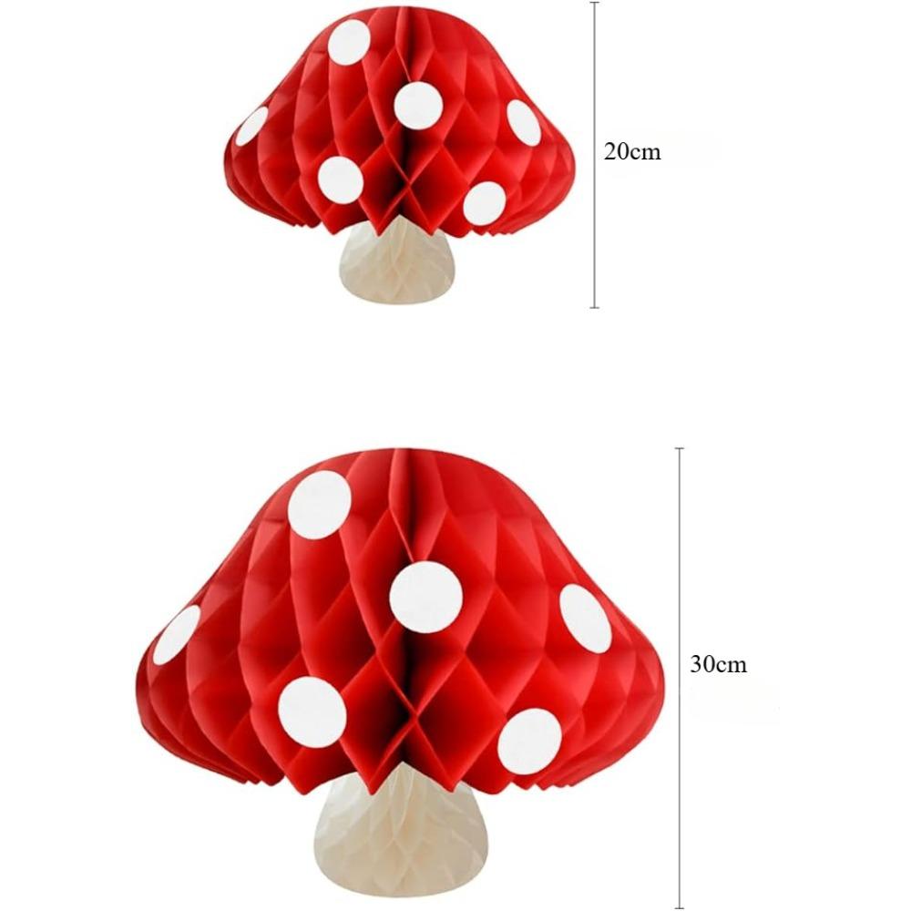 3 Pcs Party Decorations, Mushroom Honeycomb Balls - Pulled Paper Lanterns - 20/30 Cm