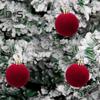 6Pcs Velvet Christmas Ball Ornaments Flocked Christmas Tree Ball Decoration Red Hanging Ball Ornament for Party Baby Shower Home Decor