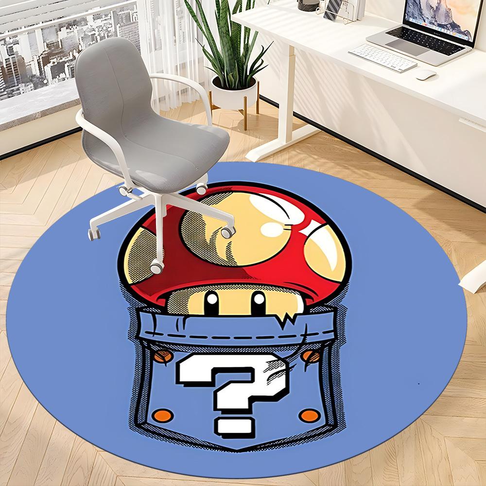 1pc Mario Mushroom Pocket Office Round Area Rug, Under Office Chairs Bedroom Living Room Home Decor a1022247