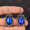 Lapis Lazuli Earring Copper Wire Wrapped Earring Gemstone Handmade Earrings Copper Jewelry Designer Earring Gift For Wife Wire Wrap Jewelry