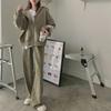 Influencer Women's Tracksuit Set: Loose Korean-Style Zipper Hoodie & Joggers for Autumn/Spring Casual Fashion
