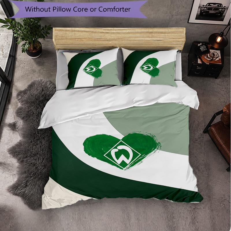 Werder Bremen Football 3 Piece Bedding Set Soft Duvet Cover Set with Pillowcases Printed Bedroom Decor Set for Home