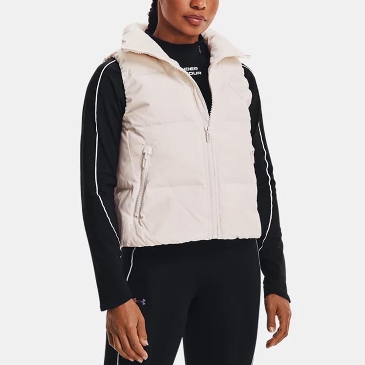 Under Armour Coldgear Training Sports Stand Collar Down Vest Women Vests White 1369374-112