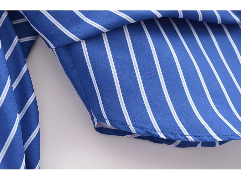 Зимняя женская полосатая рубашка с рукавами «летучая мышь» в европейском и американском стиле 2024