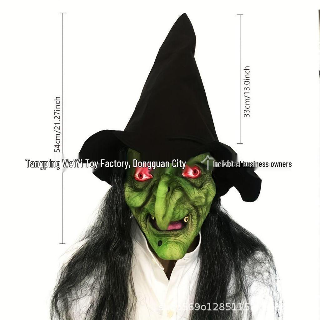 Halloween Scary Witch Hair Mask for Haunted House & Escape Room Costumes