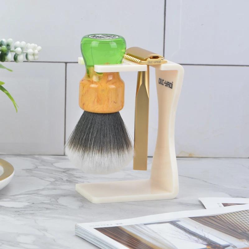 Yaqi Noble Creamy Black White Color Shaving Brush And Razor Holder