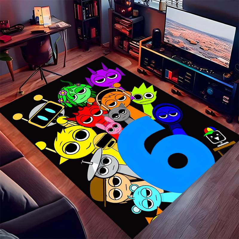 1pc Sprunki Game2 Print Area Rug - Soft, Washable Non-Slip Indoor Mat for Office Chairs, Living Room, Home Office Decorative Rug