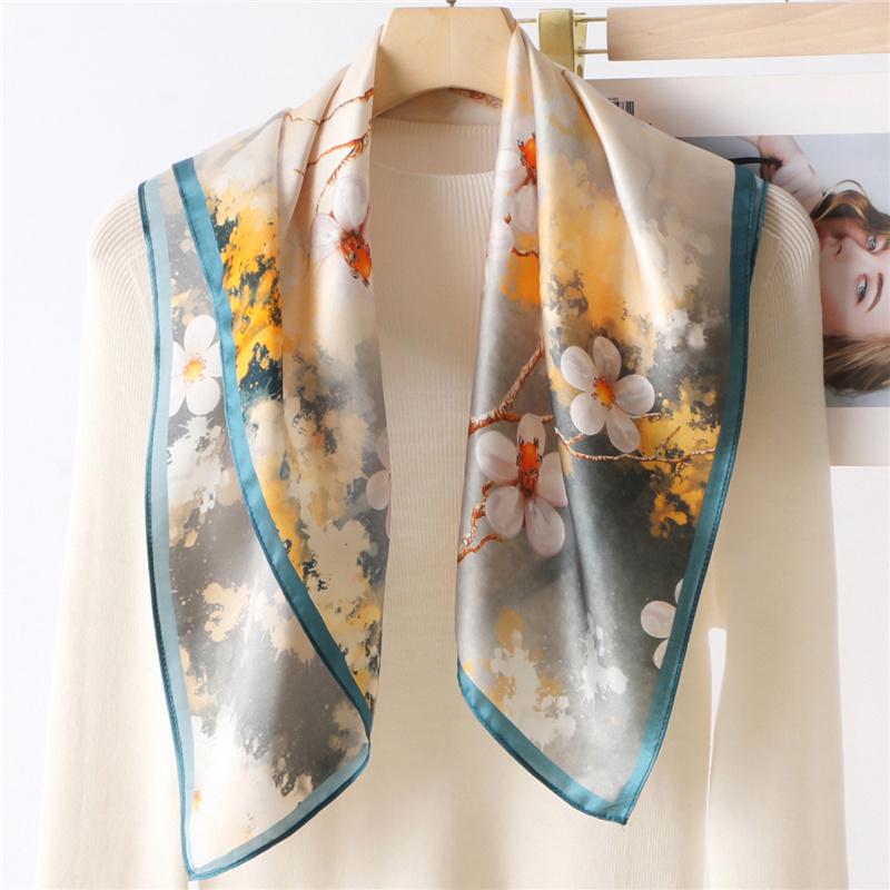 68*68cm 100% Mulberry Silk Scarf Luxury Printed Square Shawl Elegant Lightweight Soft Fashion Accessory Premium Gift for Women Chic