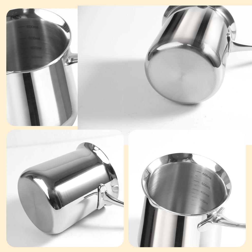 IMEEA Milk Pan, Saucepan, 18-10 Stainless Steel, 11cm High, Induction Compatible, 600cc, Saucepan, Mini Milk Pan, Silver